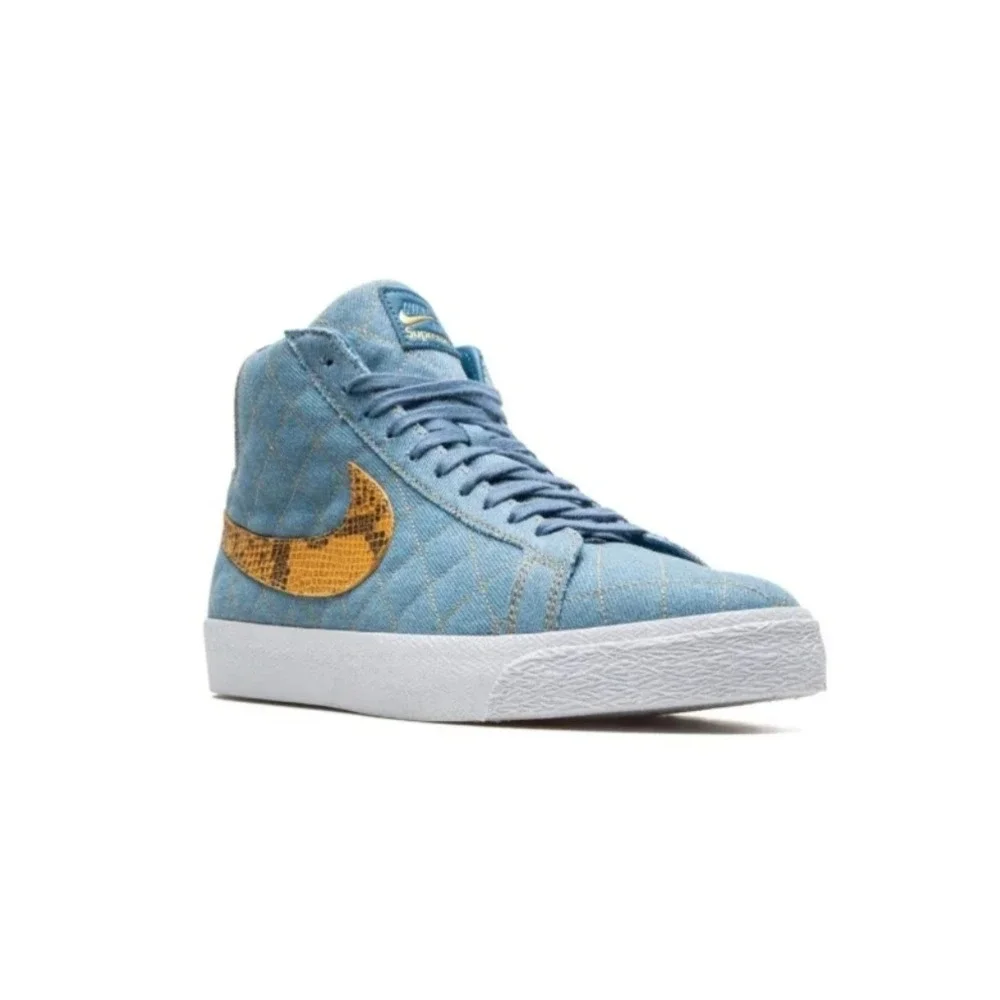 Supreme x Nike SB Zoom Blazer Mid QS Denim Snakeskin Size 8.5 US / UK 7.5 / NIB